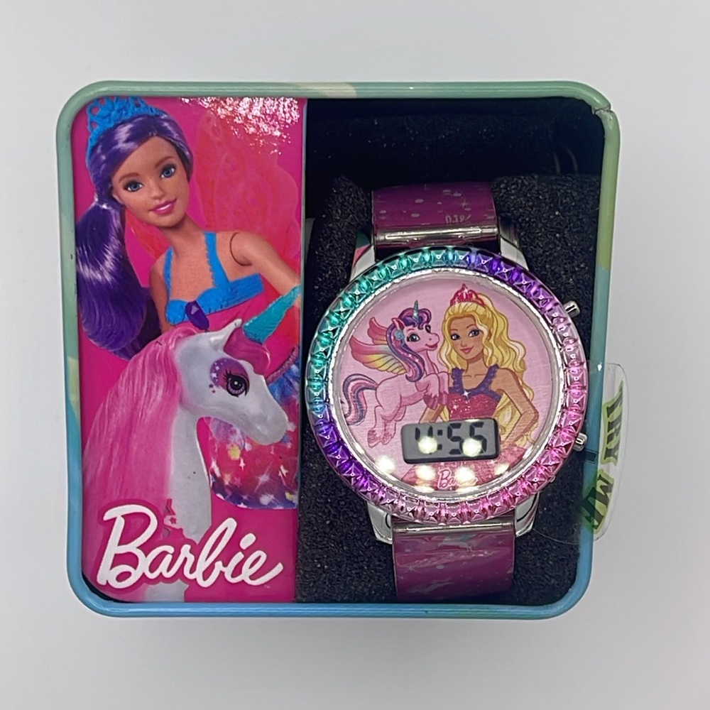 Barbie Princess Unicorn Digital Watch w Tin Box NIB Mattel